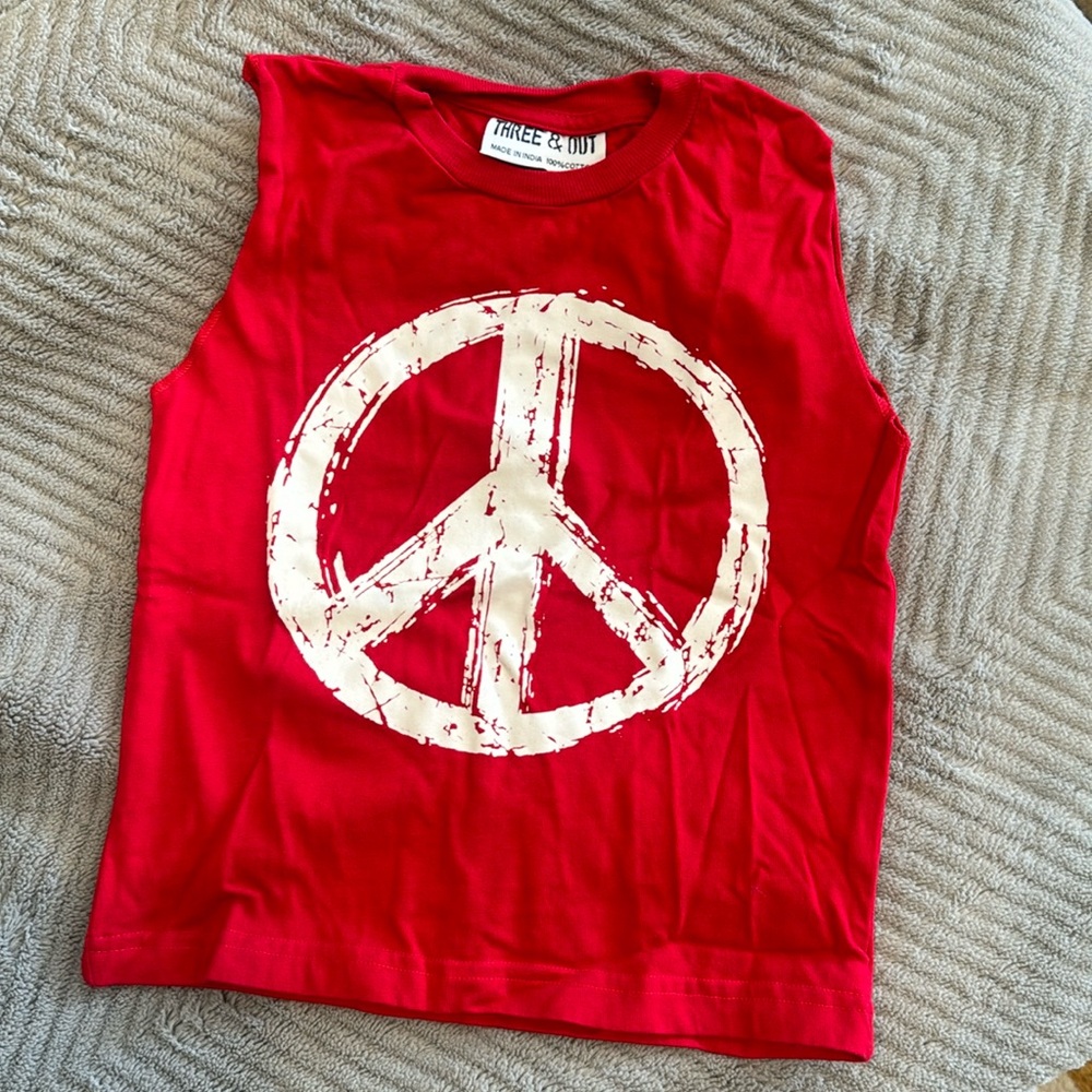 2T Boy Three & Out Sleeveless Peace Tank Top